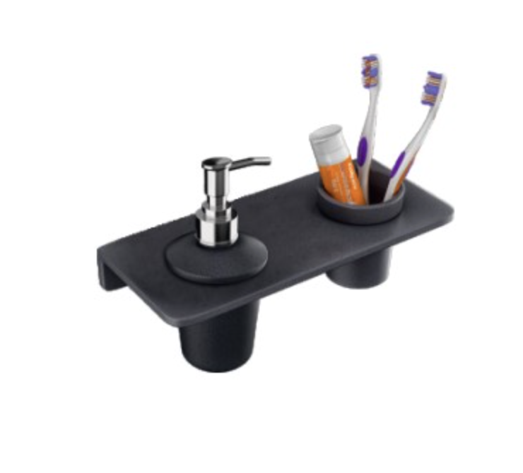 Round Toothbrush Holder with Liquid Soap Dispenser